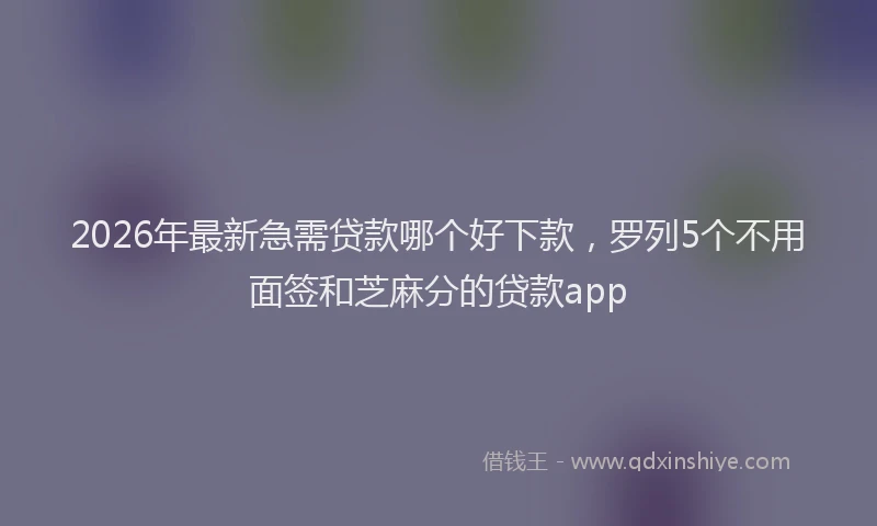 2026年最新急需贷款哪个好下款，罗列5个不用面签和芝麻分的贷款app