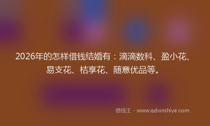 2026年的怎样借钱结婚有：滴滴数科、盈小花、易支花、桔享花、随意优品等。