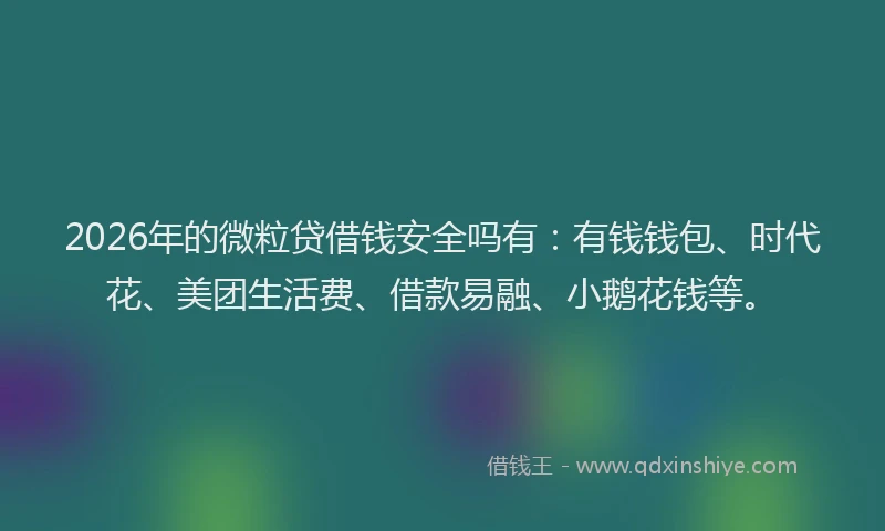 2026年的微粒贷借钱安全吗有：有钱钱包、时代花、美团生活费、借款易融、小鹅花钱等。