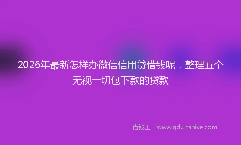 2026年最新怎样办微信信用贷借钱呢，整理五个无视一切包下款的贷款