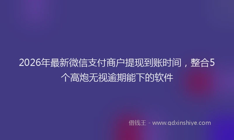 2026年最新微信支付商户提现到账时间，整合5个高炮无视逾期能下的软件