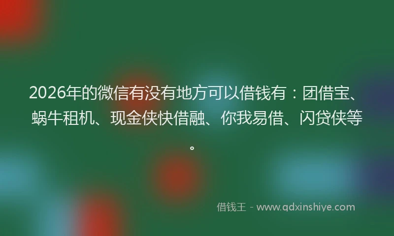 2026年的微信有没有地方可以借钱有：团借宝、蜗牛租机、现金侠快借融、你我易借、闪贷侠等。