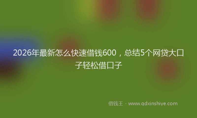 2026年最新怎么快速借钱600，总结5个网贷大口子轻松借口子
