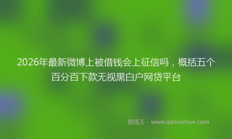 2026年最新微博上被借钱会上征信吗，概括五个百分百下款无视黑白户网贷平台