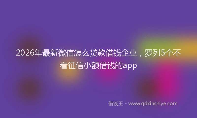 2026年最新微信怎么贷款借钱企业，罗列5个不看征信小额借钱的app