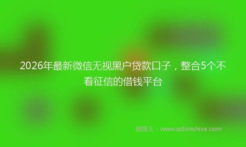 2026年最新微信无视黑户贷款口子，整合5个不看征信的借钱平台