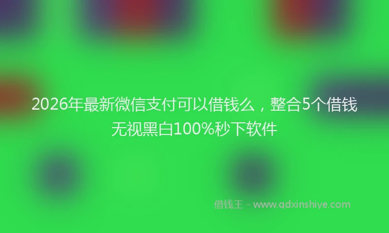 2026年最新微信支付可以借钱么，整合5个借钱无视黑白100%秒下软件