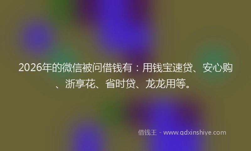 2026年的微信被问借钱有：用钱宝速贷、安心购、浙享花、省时贷、龙龙用等。