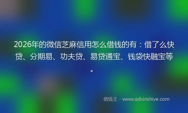 2026年的微信芝麻信用怎么借钱的有：借了么快贷、分期易、功夫贷、易贷通宝、钱袋快融宝等。