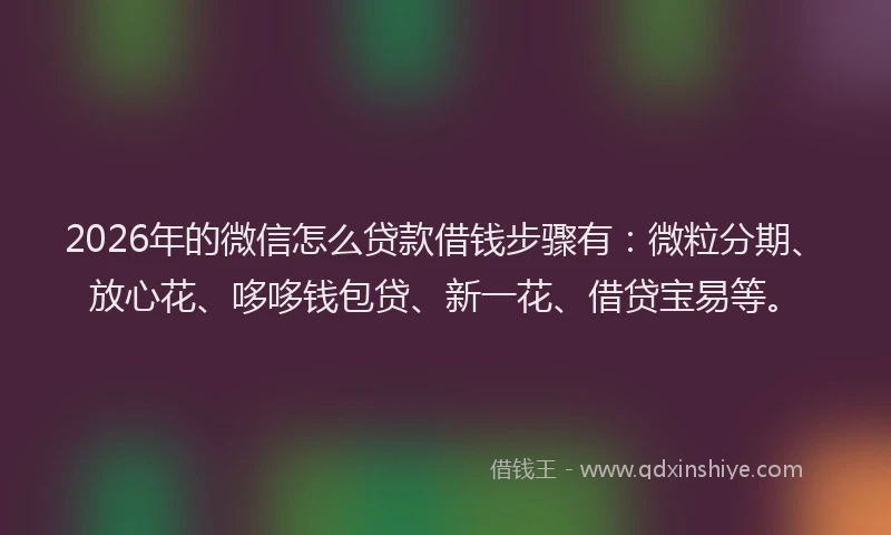 2026年的微信怎么贷款借钱步骤有：微粒分期、放心花、哆哆钱包贷、新一花、借贷宝易等。