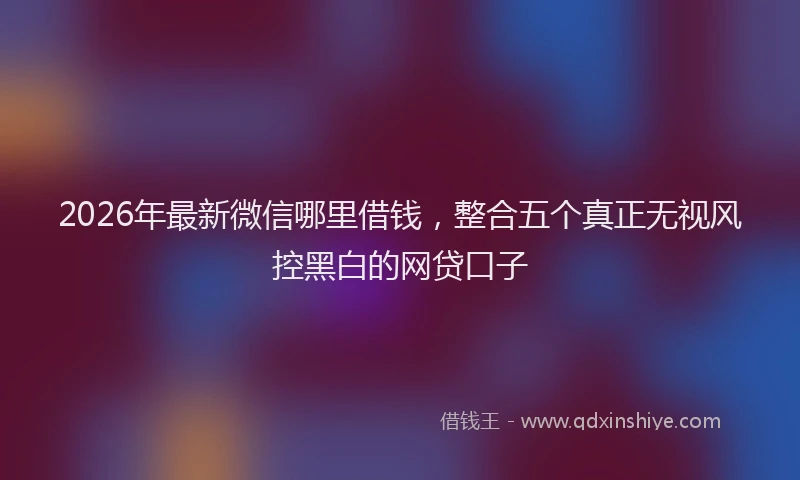2026年最新微信哪里借钱，整合五个真正无视风控黑白的网贷口子