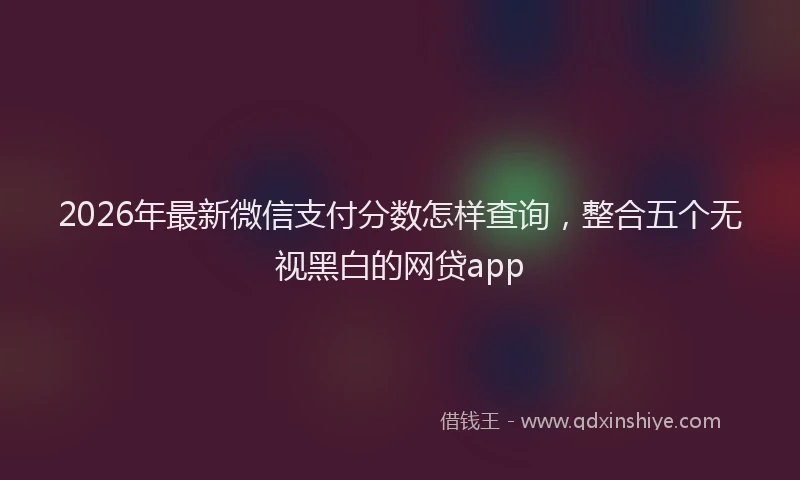2026年最新微信支付分数怎样查询，整合五个无视黑白的网贷app