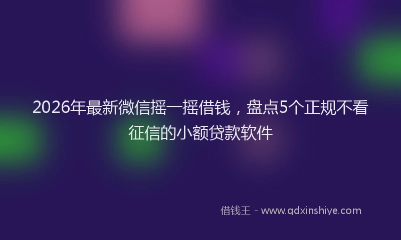 2026年最新微信摇一摇借钱，盘点5个正规不看征信的小额贷款软件