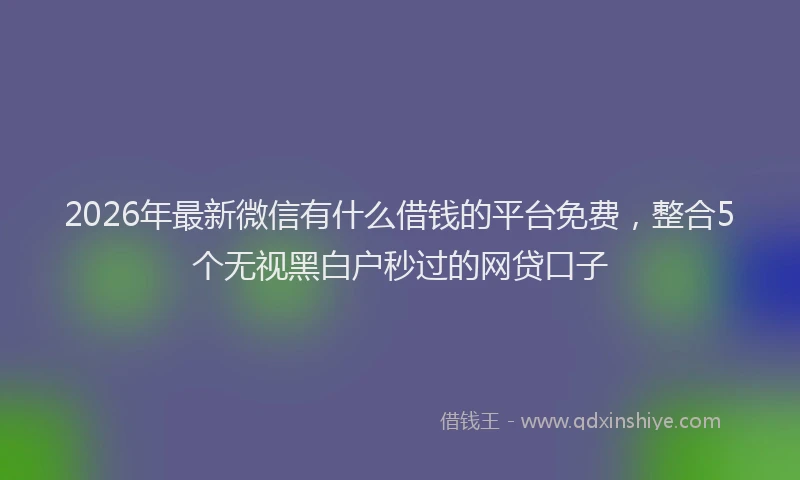 2026年最新微信有什么借钱的平台免费，整合5个无视黑白户秒过的网贷口子