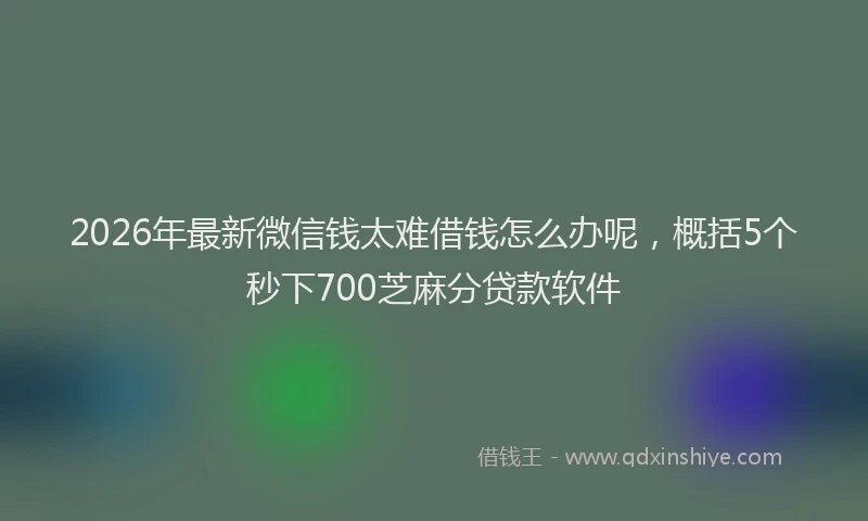 2026年最新微信钱太难借钱怎么办呢，概括5个秒下700芝麻分贷款软件