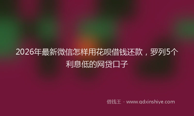 2026年最新微信怎样用花呗借钱还款，罗列5个利息低的网贷口子