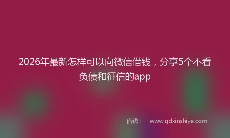 2026年最新怎样可以向微信借钱，分享5个不看负债和征信的app
