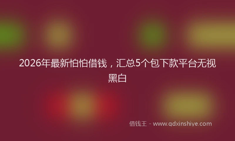 2026年最新怕怕借钱，汇总5个包下款平台无视黑白