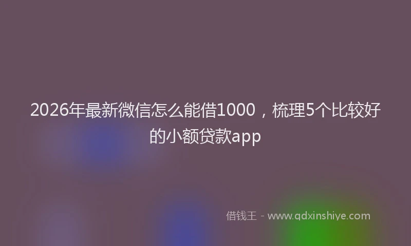 2026年最新微信怎么能借1000，梳理5个比较好的小额贷款app