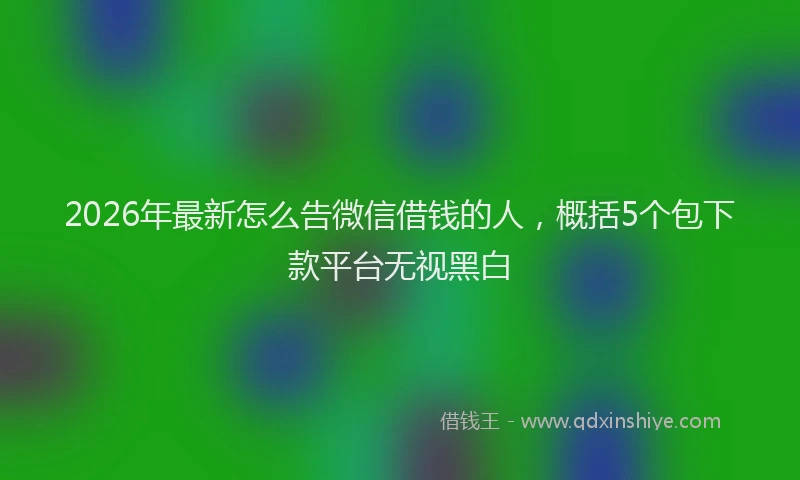 2026年最新怎么告微信借钱的人，概括5个包下款平台无视黑白