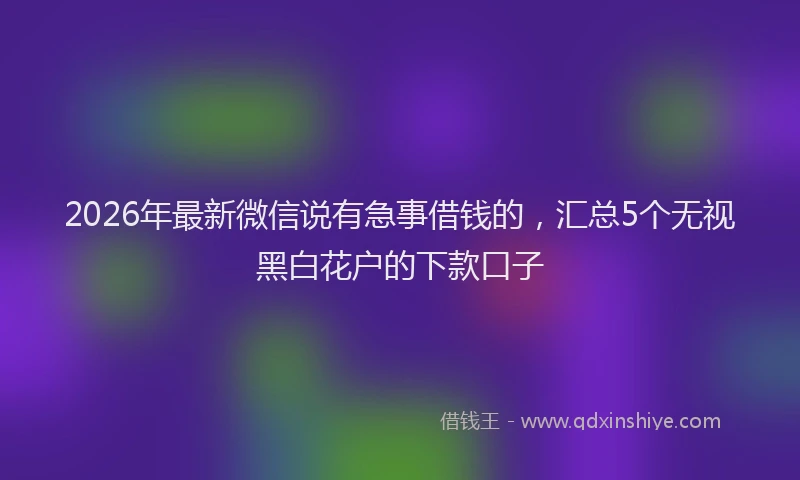 2026年最新微信说有急事借钱的，汇总5个无视黑白花户的下款口子