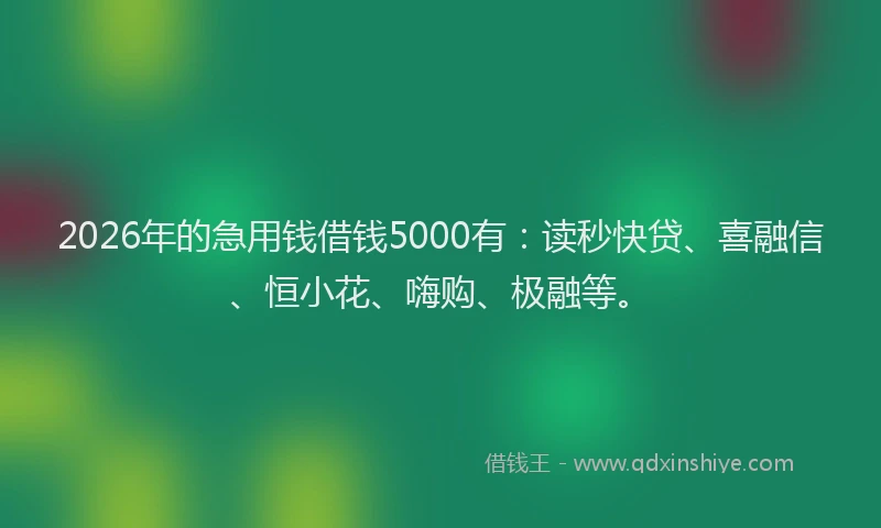 2026年的急用钱借钱5000有：读秒快贷、喜融信、恒小花、嗨购、极融等。