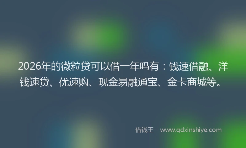 2026年的微粒贷可以借一年吗有：钱速借融、洋钱速贷、优速购、现金易融通宝、金卡商城等。