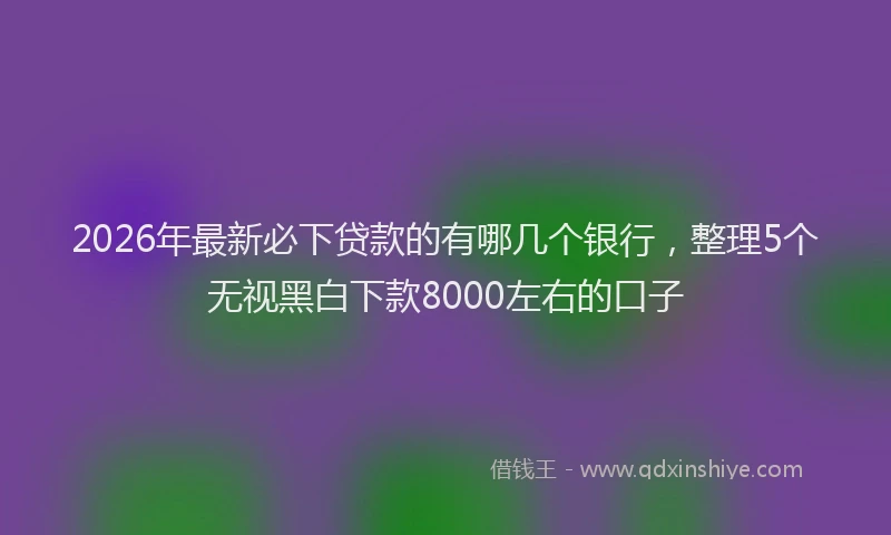 2026年最新必下贷款的有哪几个银行，整理5个无视黑白下款8000左右的口子