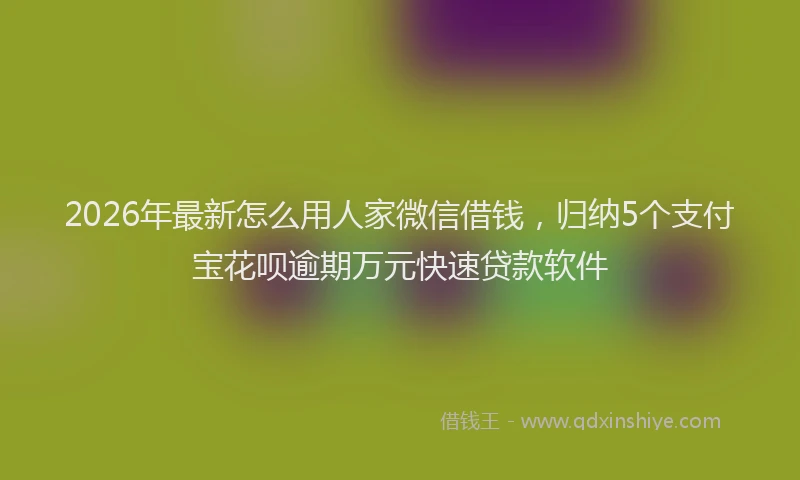 2026年最新怎么用人家微信借钱，归纳5个支付宝花呗逾期万元快速贷款软件