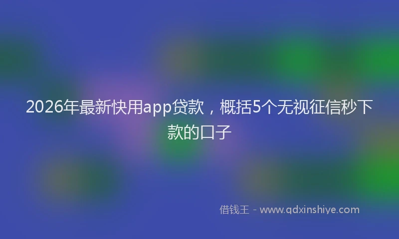 2026年最新快用app贷款，概括5个无视征信秒下款的口子