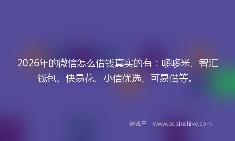 2026年的微信怎么借钱真实的有：哆哆米、智汇钱包、快易花、小信优选、可易借等。