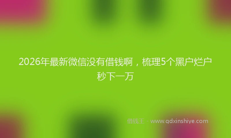 2026年最新微信没有借钱啊，梳理5个黑户烂户秒下一万