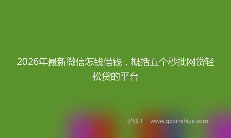 2026年最新微信怎钱借钱，概括五个秒批网贷轻松贷的平台