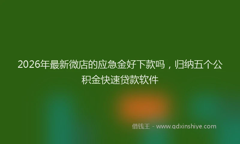 2026年最新微店的应急金好下款吗，归纳五个公积金快速贷款软件