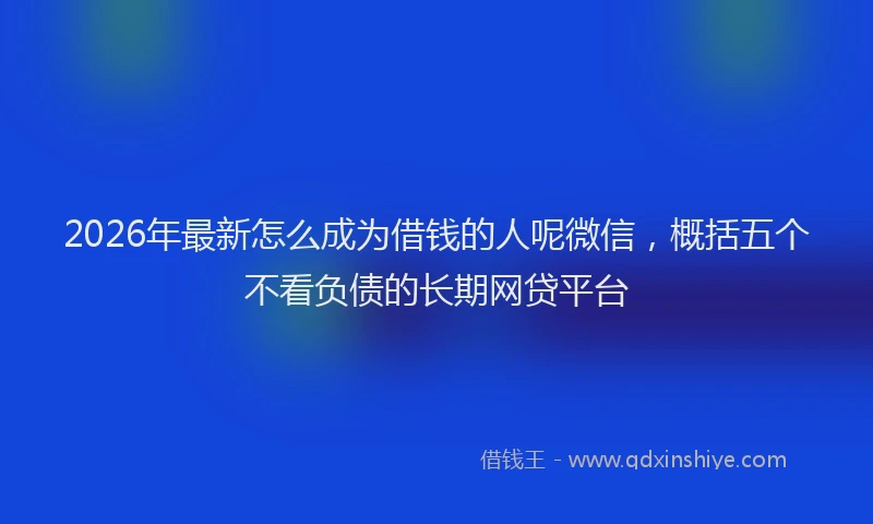 2026年最新怎么成为借钱的人呢微信，概括五个不看负债的长期网贷平台