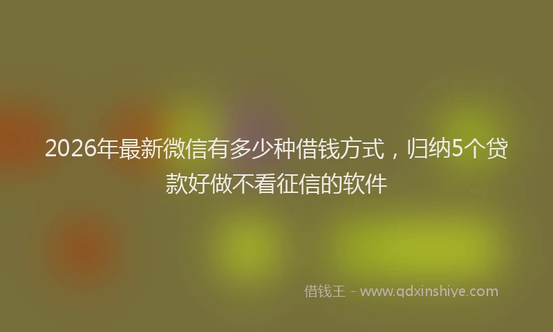 2026年最新微信有多少种借钱方式，归纳5个贷款好做不看征信的软件