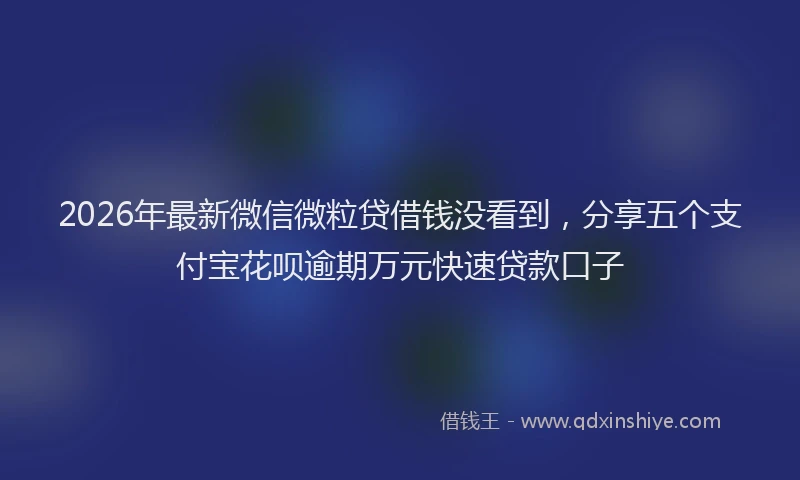 2026年最新微信微粒贷借钱没看到，分享五个支付宝花呗逾期万元快速贷款口子