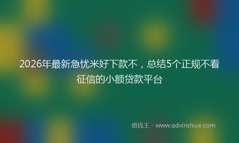 2026年最新急忧米好下款不，总结5个正规不看征信的小额贷款平台