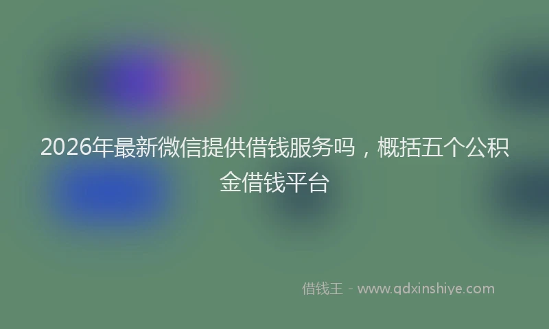 2026年最新微信提供借钱服务吗，概括五个公积金借钱平台