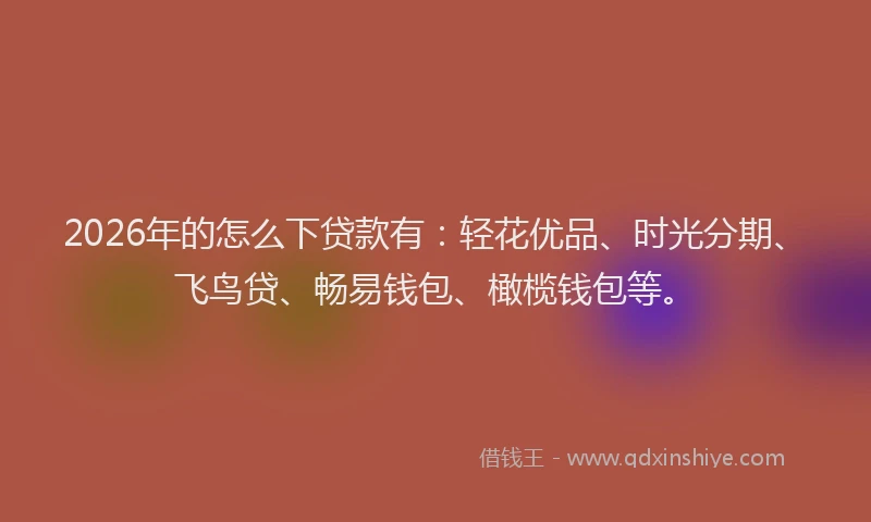 2026年的怎么下贷款有:轻花优品、时光分期、飞鸟贷、畅易钱包、橄榄钱包等。