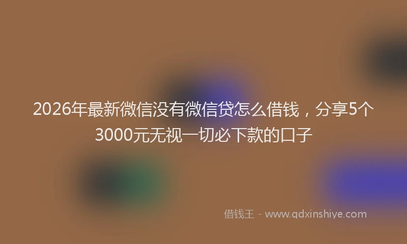 2026年最新微信没有微信贷怎么借钱，分享5个3000元无视一切必下款的口子
