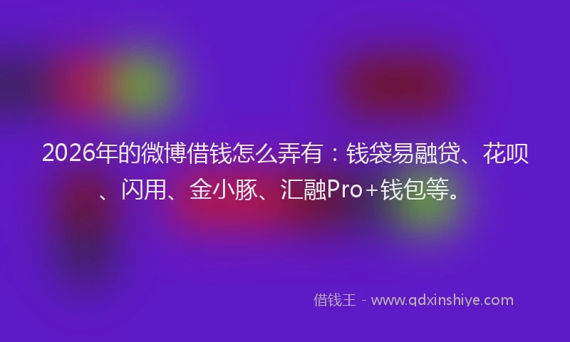 2026年的微博借钱怎么弄有：钱袋易融贷、花呗、闪用、金小豚、汇融Pro+钱包等。