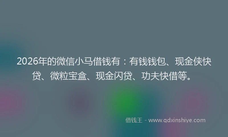2026年的微信小马借钱有：有钱钱包、现金侠快贷、微粒宝盒、现金闪贷、功夫快借等。