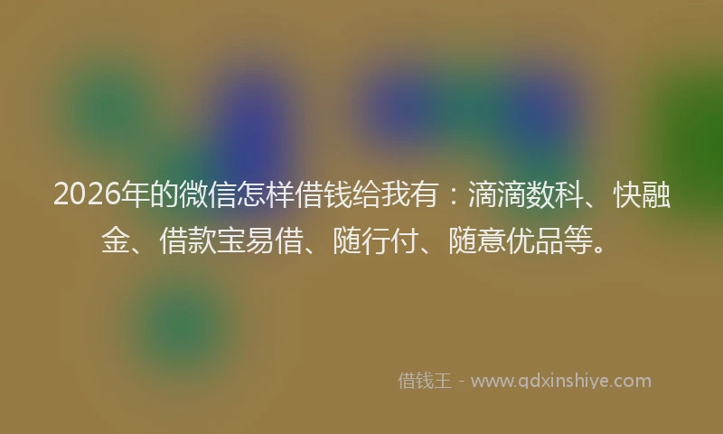 2026年的微信怎样借钱给我有：滴滴数科、快融金、借款宝易借、随行付、随意优品等。