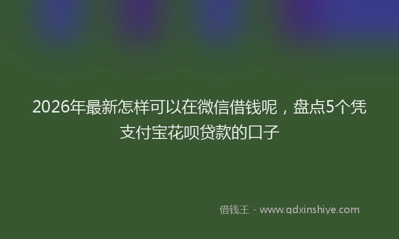 2026年最新怎样可以在微信借钱呢，盘点5个凭支付宝花呗贷款的口子