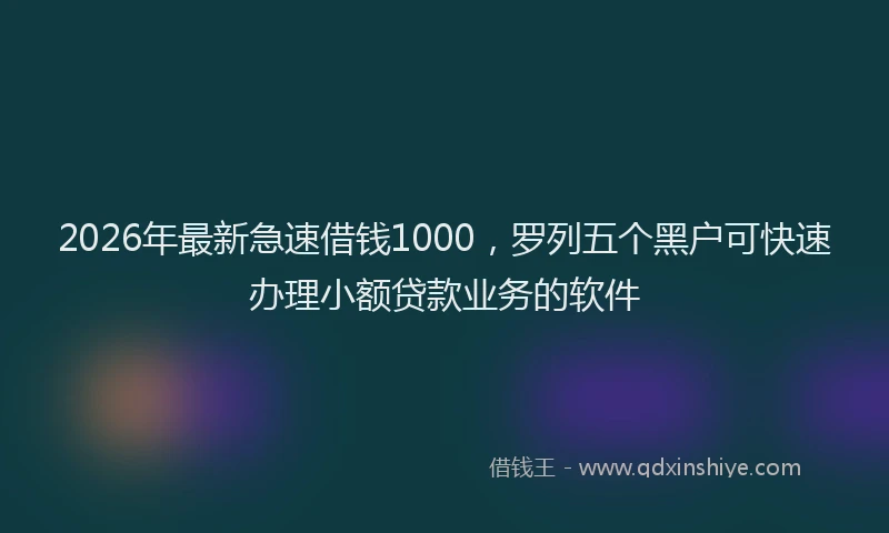 2026年最新急速借钱1000，罗列五个黑户可快速办理小额贷款业务的软件