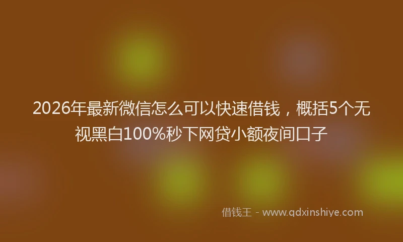 2026年最新微信怎么可以快速借钱，概括5个无视黑白100%秒下网贷小额夜间口子