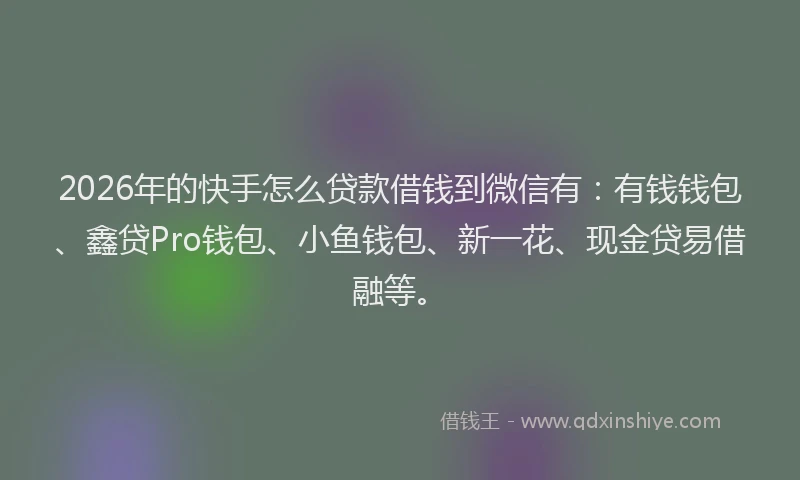 2026年的快手怎么贷款借钱到微信有：有钱钱包、鑫贷Pro钱包、小鱼钱包、新一花、现金贷易借融等。