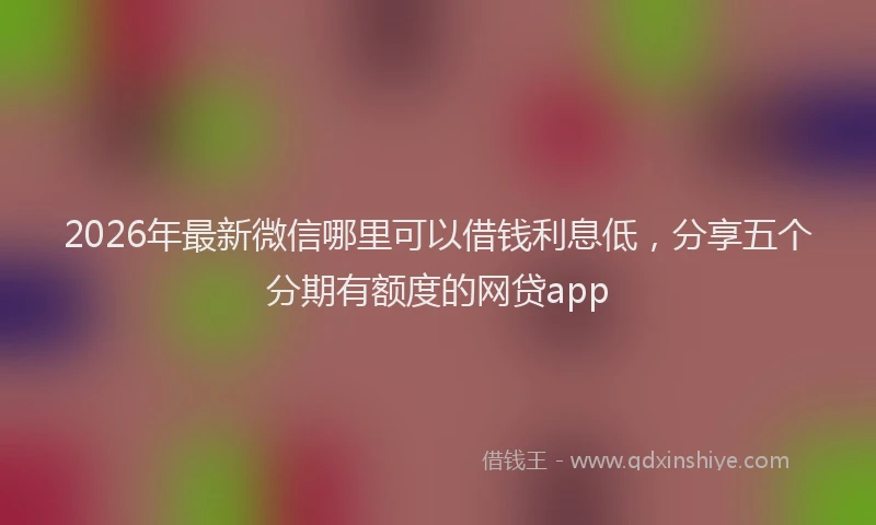 2026年最新微信哪里可以借钱利息低，分享五个分期有额度的网贷app