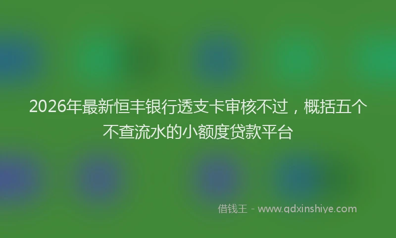 2026年最新恒丰银行透支卡审核不过，概括五个不查流水的小额度贷款平台